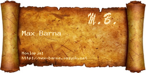 Max Barna névjegykártya